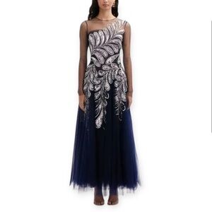 OSCAR DE LA RENTA Fern Crystal Embellished Ankle Length Tulle Gown 10 NWT